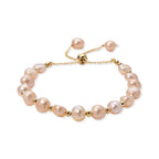Peach Fresh Water Pearl Adjustable Beads Bracelet (Size - 6.5-9) in Yellow Gold Tone 30.00 Ct._8666316