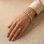 Peach Fresh Water Pearl Adjustable Beads Bracelet (Size - 6.5-9) in Yellow Gold Tone 30.00 Ct._8666316_2