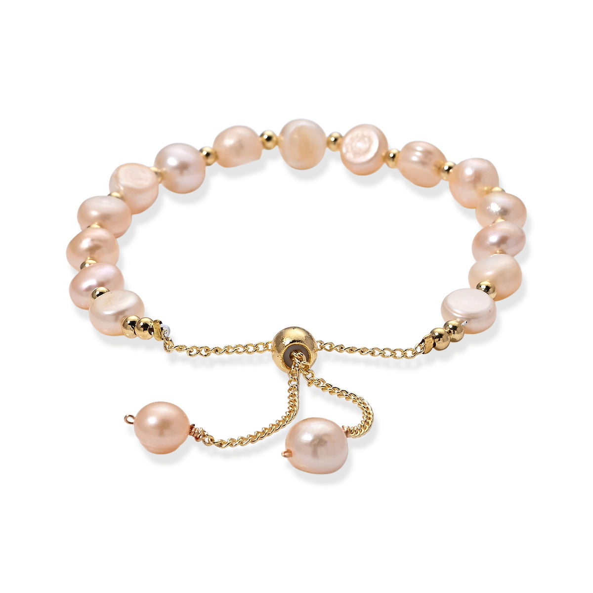 Peach Fresh Water Pearl Adjustable Beads Bracelet (Size - 6.5-9) V32521204 4