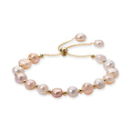 Multi Color Fresh Water Pearl Adjustable Beads Bracelet (Size - 6.5-9) in Yellow Gold Tone 30.00 Ct._8666317