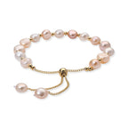 Multi Color Fresh Water Pearl Adjustable Beads Bracelet (Size - 6.5-9) in Yellow Gold Tone 30.00 Ct._8666317_3