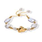 White Keshi Pearl & White Fresh Water Pearl Adjustable Beads Bracelet (Size 6.5-9)_8666318