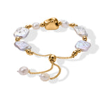 White Keshi Pearl & White Fresh Water Pearl Adjustable Beads Bracelet (Size 6.5-9)_8666318_3
