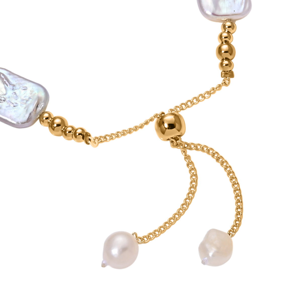 White Keshi Pearl &amp; White Freshwater Pearl Adjustable Beads Bracelet (Size 6.5-9) V32521613 5