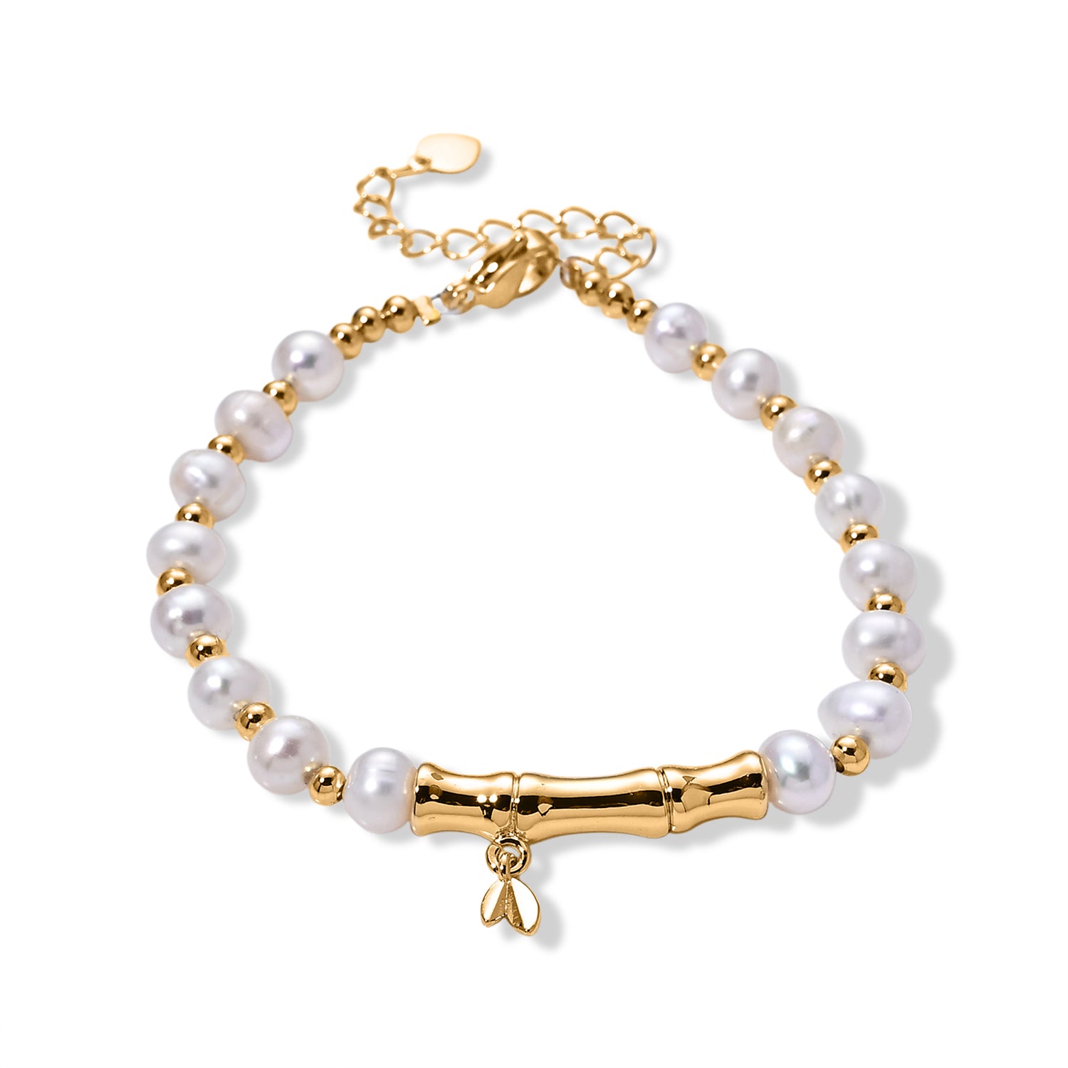 White Freshwater Pearl Adjustable Beads Bracelet (Size - 6.5-2) in Yellow Gold Tone 15.00 Ct. V32521192 0