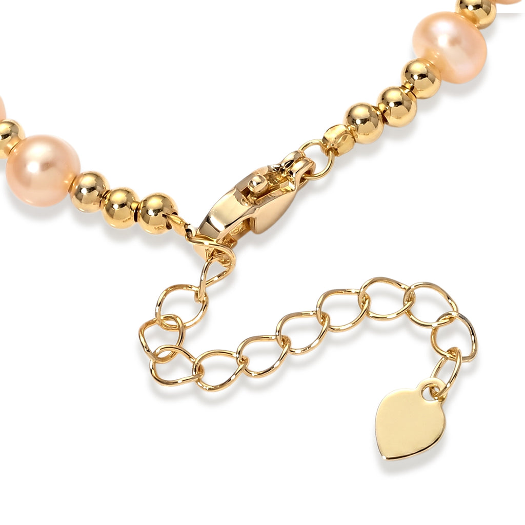 Peach Fresh Water Pearl Adjustable Beads Bracelet (Size - 6.5+2 Ext) in Yellow Gold Tone 15.00 Ct._8666380_3