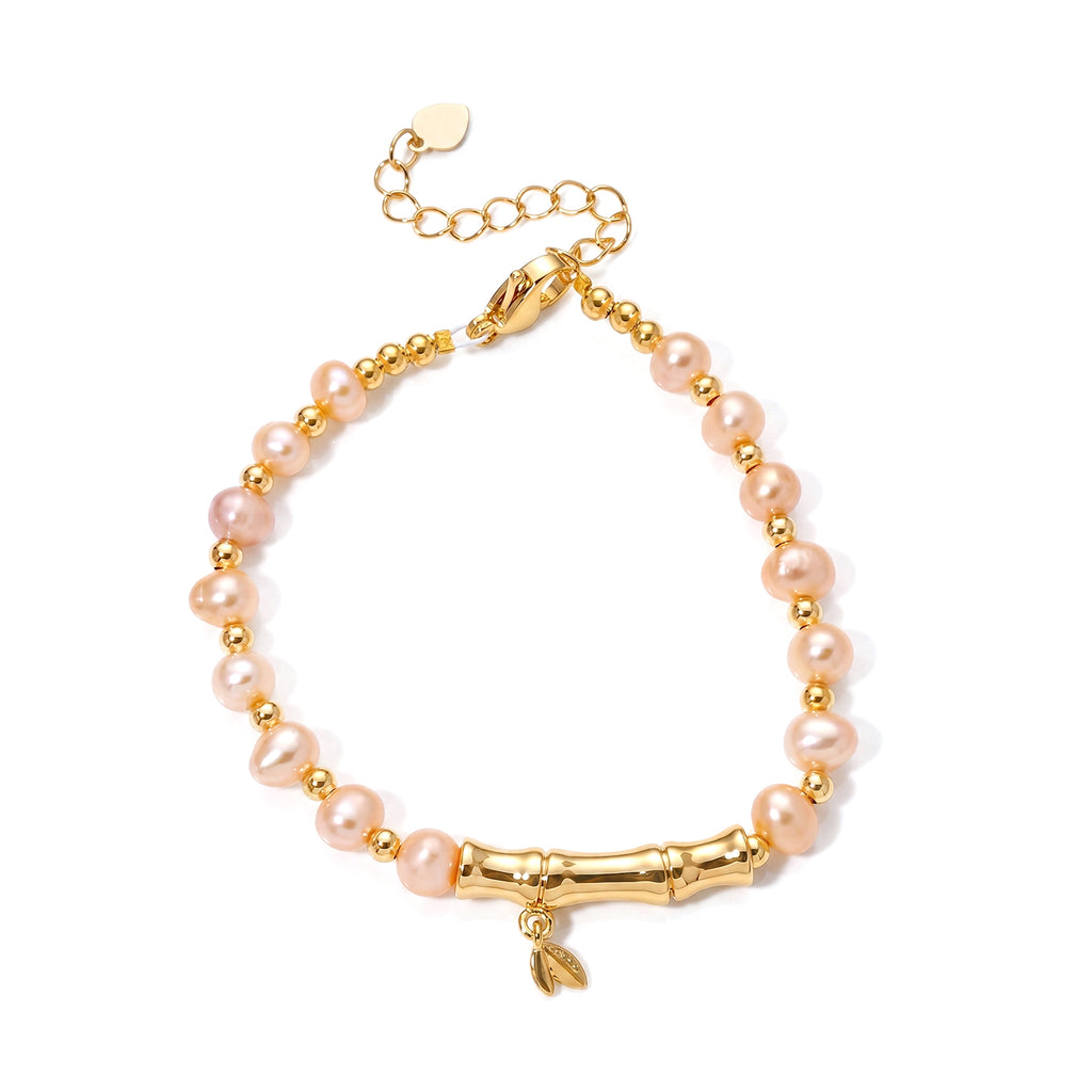 Peach Fresh Water Pearl Adjustable Beads Bracelet (Size - 6.5+2 Ext) in Yellow Gold Tone 15.00 Ct._8666380_4