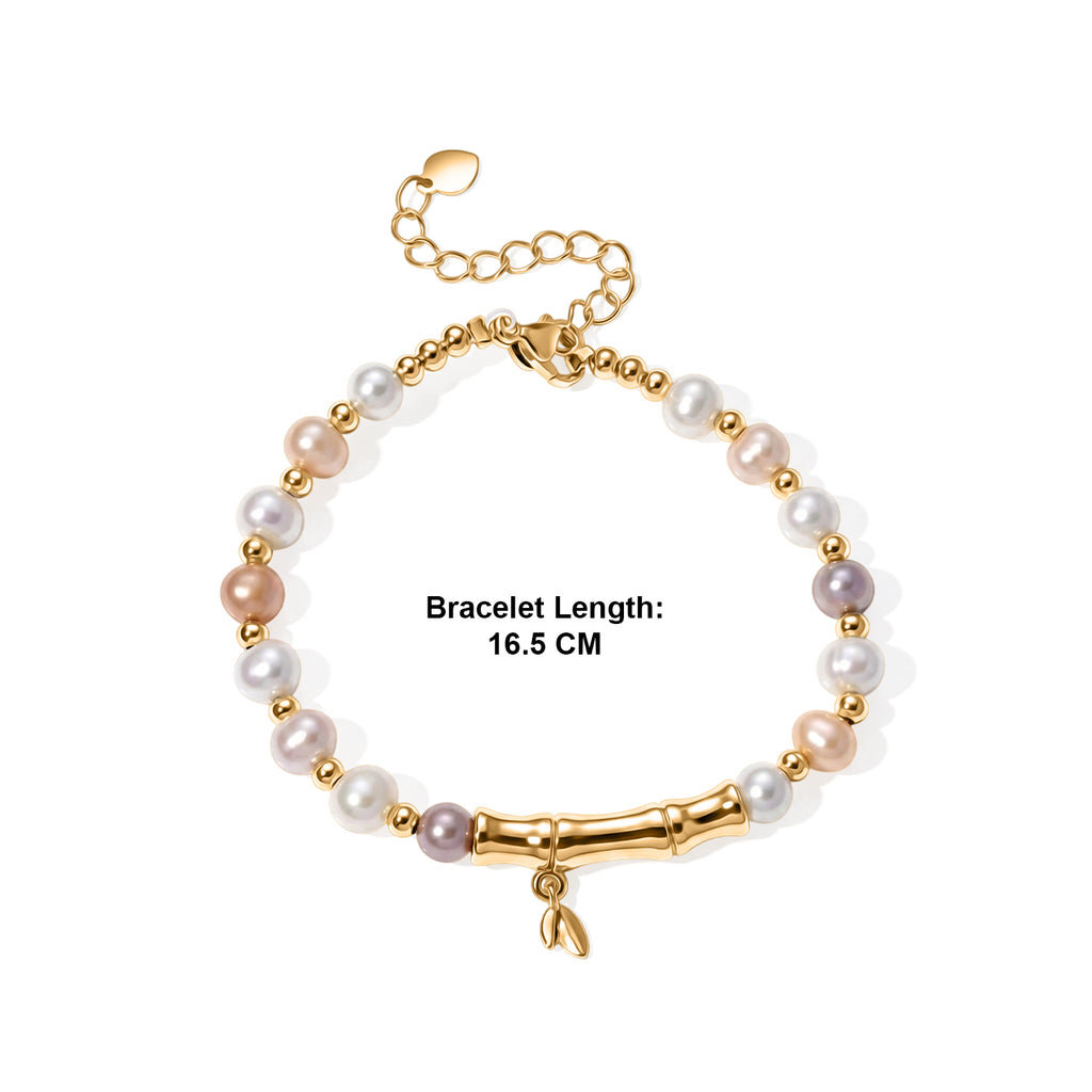 Multi Color Fresh Water Pearl Adjustable Beads Bracelet (Size - 6.5+2 Ext) in Yellow Gold Tone 15.00 Ct._8666381_4