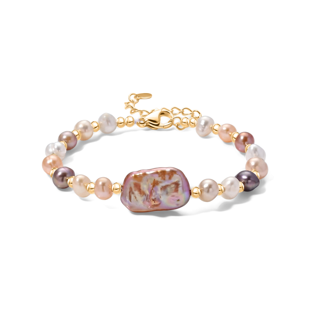 Multi Colour Keshi Pearl &amp; Multi Colour Fresh Water Pearl Adjustable Bracelet (Size 6.5+2 Ext)  20.00 Ct. V32520866 0