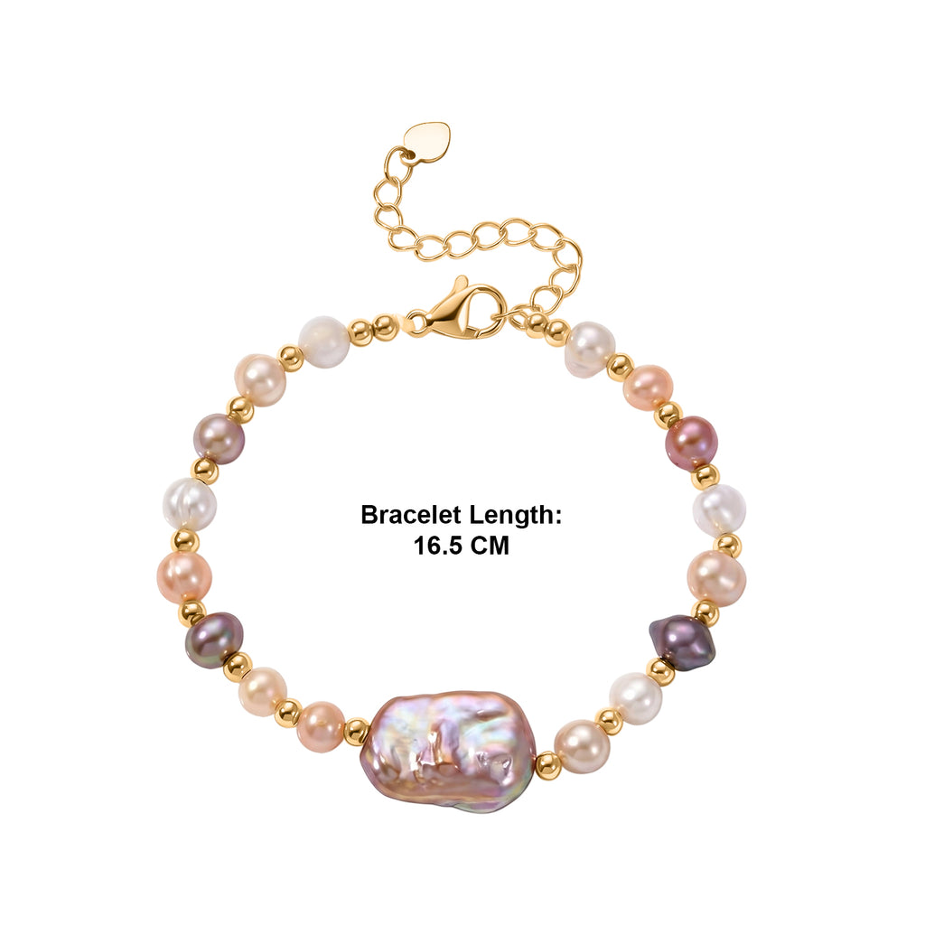 Multi Colour Keshi Pearl & Multi Colour Fresh Water Pearl Adjustable Bracelet (Size 6.5+2 Ext)  20.00 Ct._8666382_4