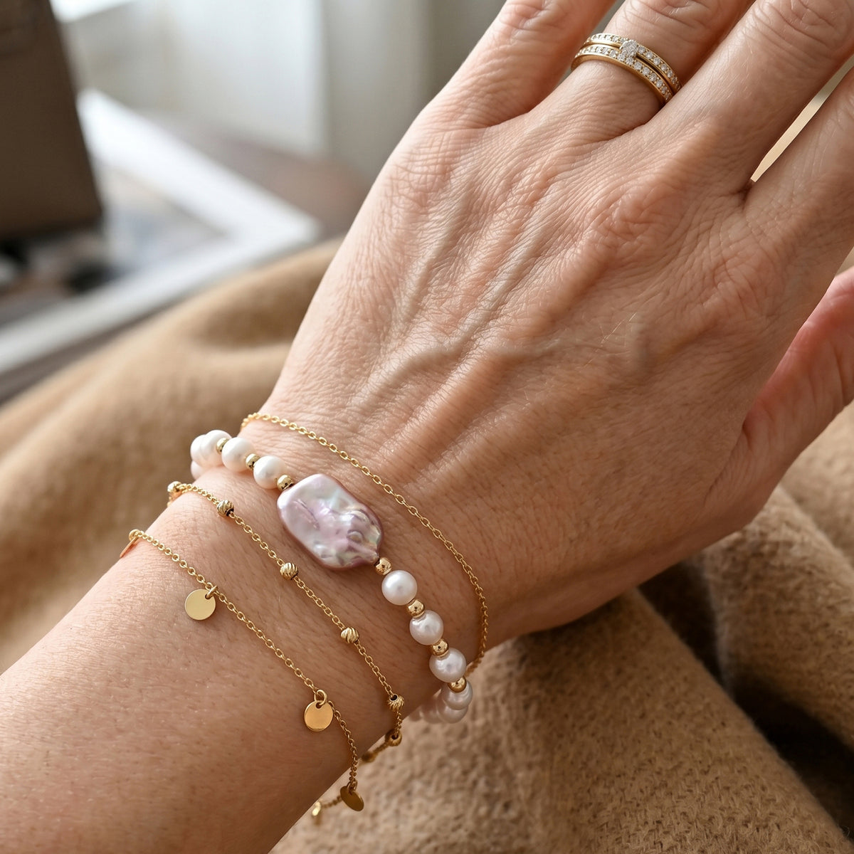 Multi Colour Keshi Pearl &amp; Multi Colour Fresh Water Pearl Adjustable Bracelet (Size 6.5+2 Ext)  20.00 Ct.. V32520879 3