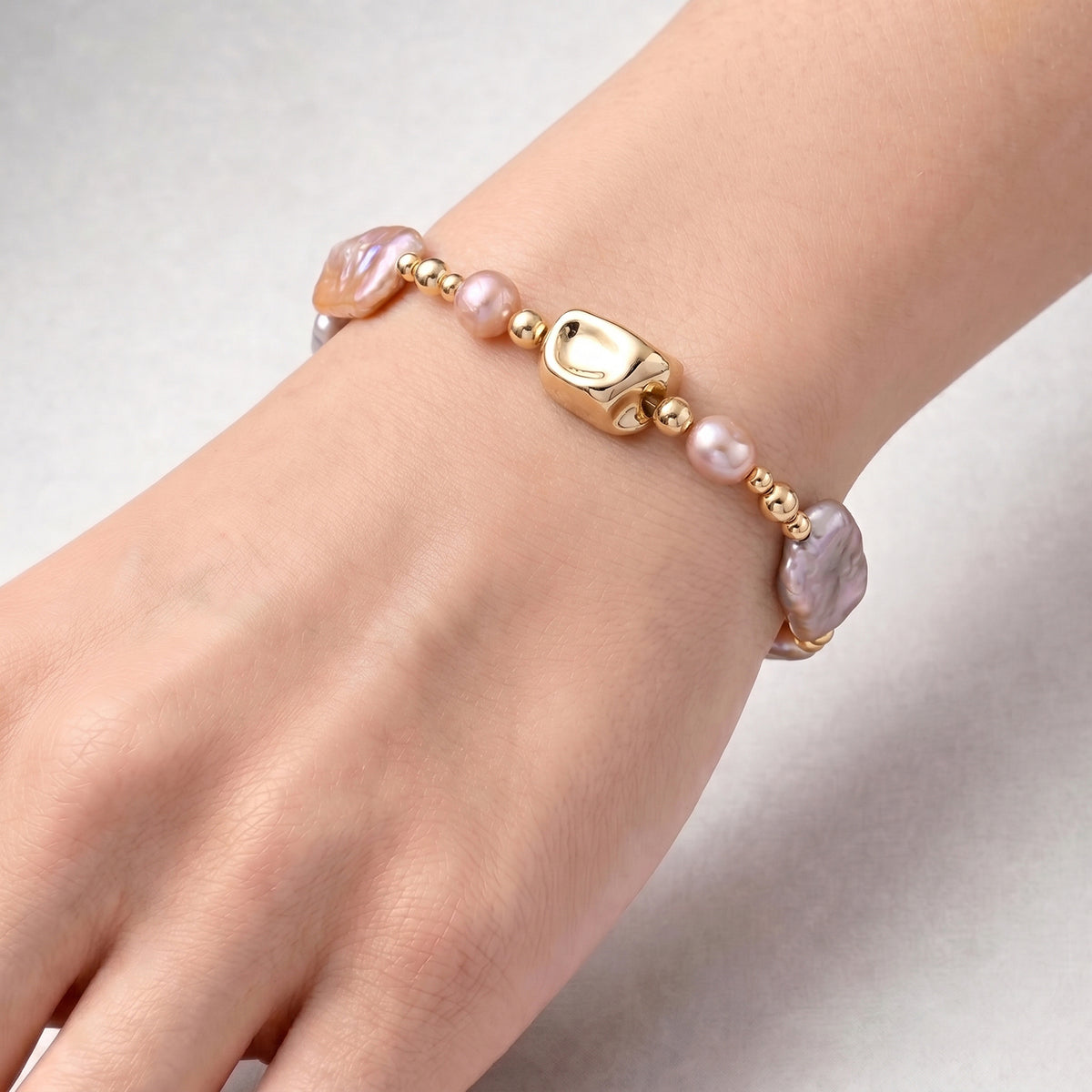 Multi Colour Keshi Pearl &amp; Multi Colour Freshwater Pearl Adjustable Beads Bracelet (Size 6.5-9) V32520089 2
