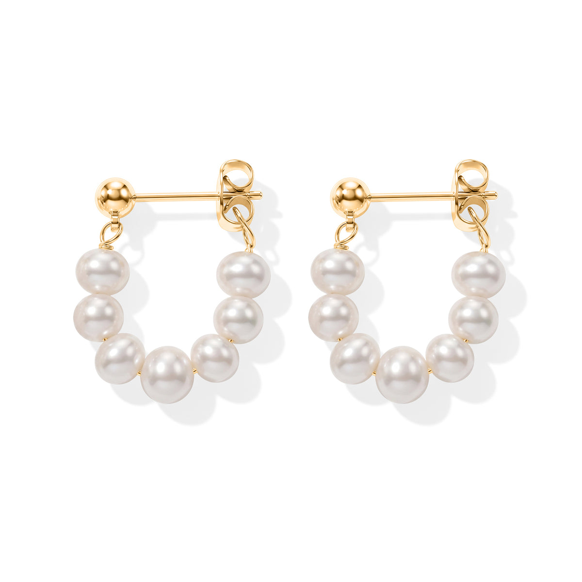 White Freshwater Pearl Half Hoop Earrings V32702187 4