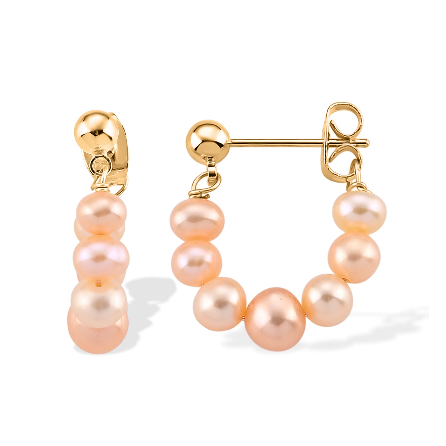 Peach Freshwater Pearl Half Hoop Earrings V32513690 0
