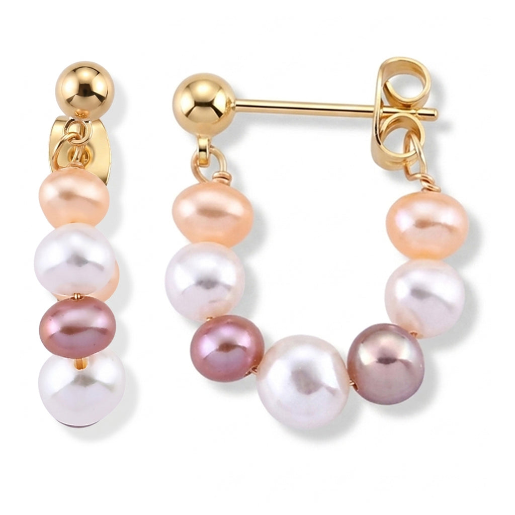 Multi Color Fresh Water Pearl Beads Earring with Push Back_8666419