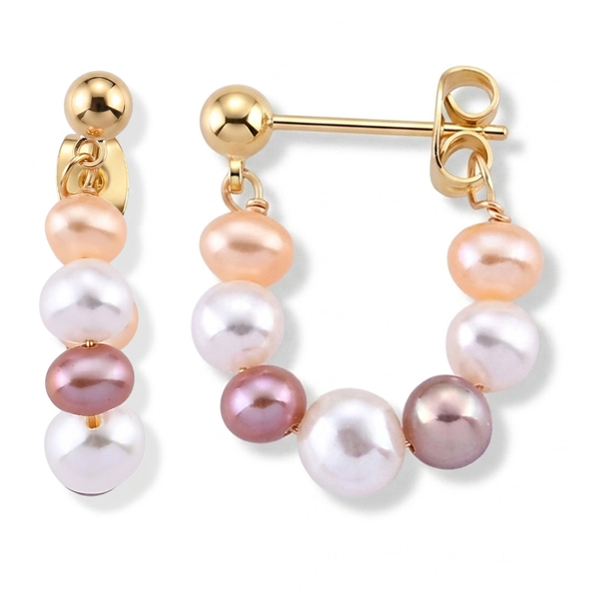 Multi Color Fresh Water Pearl Beads Earring with Push Back V32529761 0