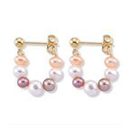 Multi Color Fresh Water Pearl Beads Earring with Push Back_8666419_3