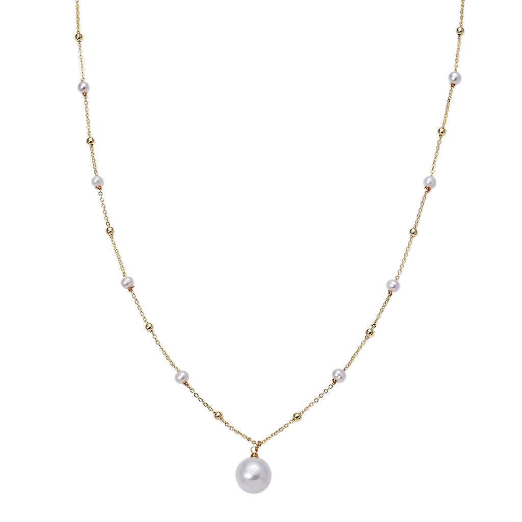 White Edison Pearl & White Fresh Water Pearl Adjustable Beads Necklace (Size - 18+2 Ext) in Yellow Gold Tone 13.00 Ct._8666420