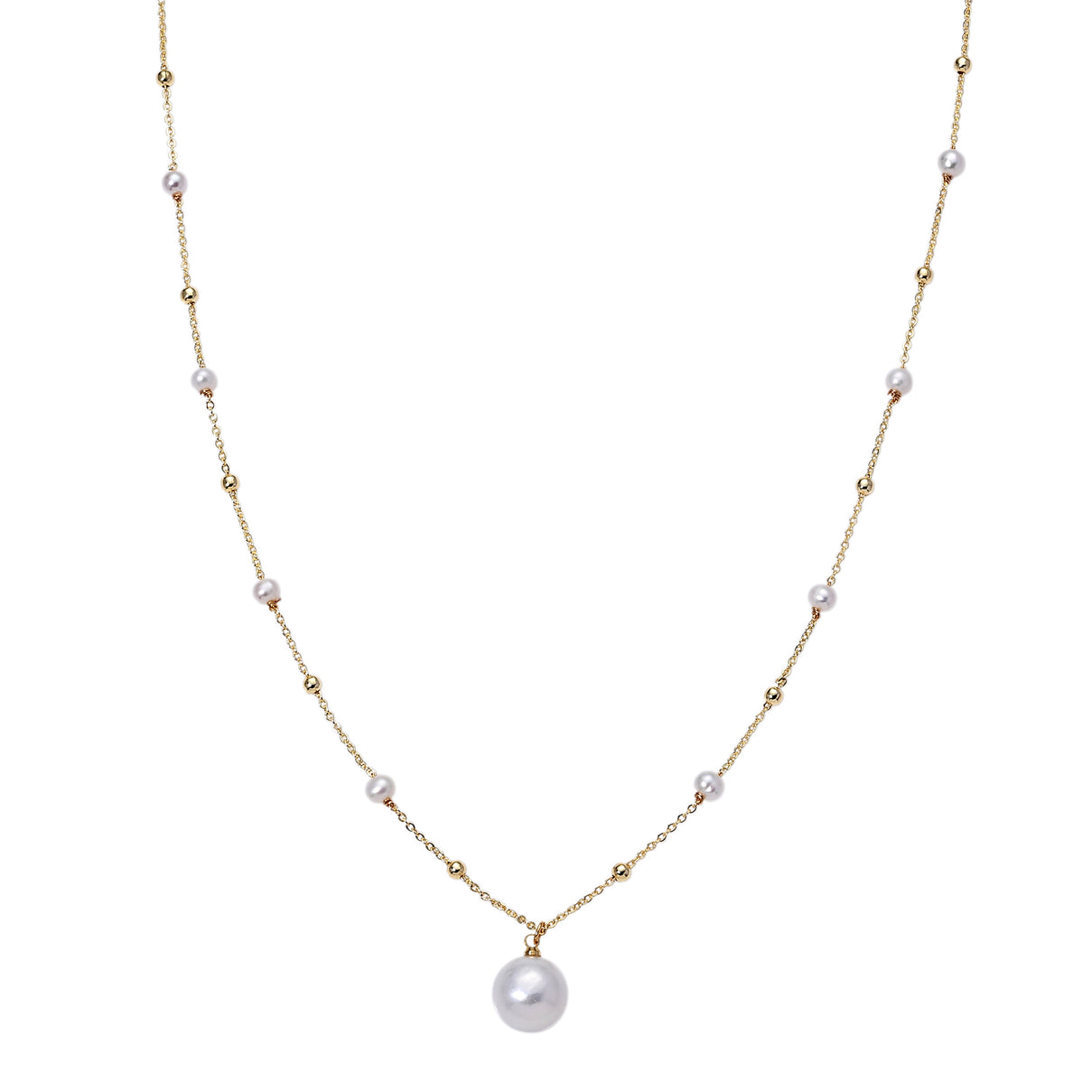 White Edison Pearl &amp; White Freshwater Pearl Adjustable Beads Necklace (Size - 18-2 Ext) 8666420 0