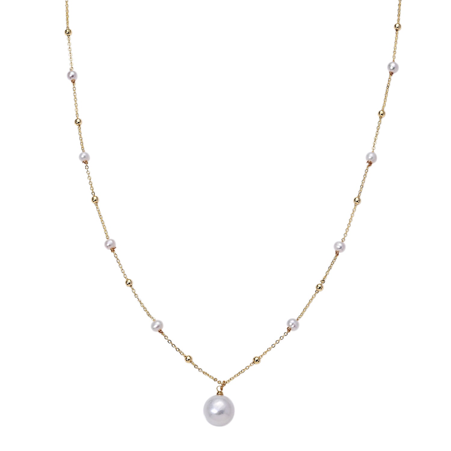 White Edison Pearl &amp; White Freshwater Pearl Adjustable Beads Necklace (Size - 18-2 Ext) 8666420 0