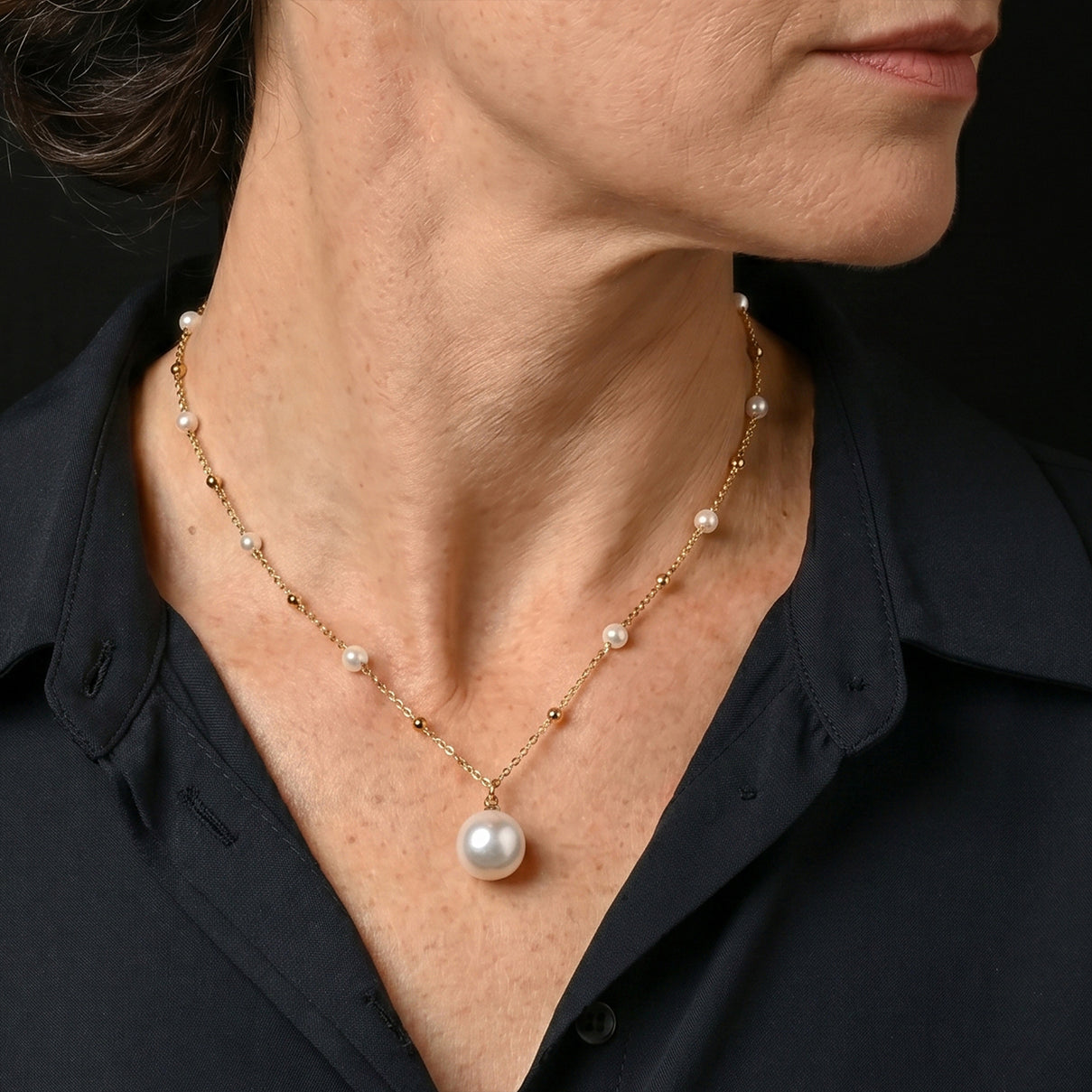 White Edison Pearl &amp; White Freshwater Pearl Adjustable Beads Necklace (Size - 18-2 Ext) 8666420 2