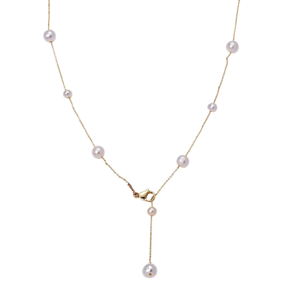 White Fresh Water Pearl Adjustable Beads Necklace (Size - 20) in Yellow Gold Tone 15.00 Ct._8666429