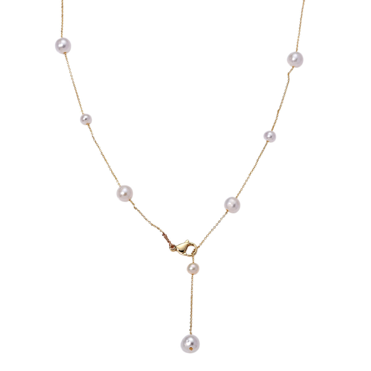 White Freshwater Pearl Adjustable Beads Necklace (Size - 20) in Yellow Gold Tone 15.00 Ct. V32606141 0