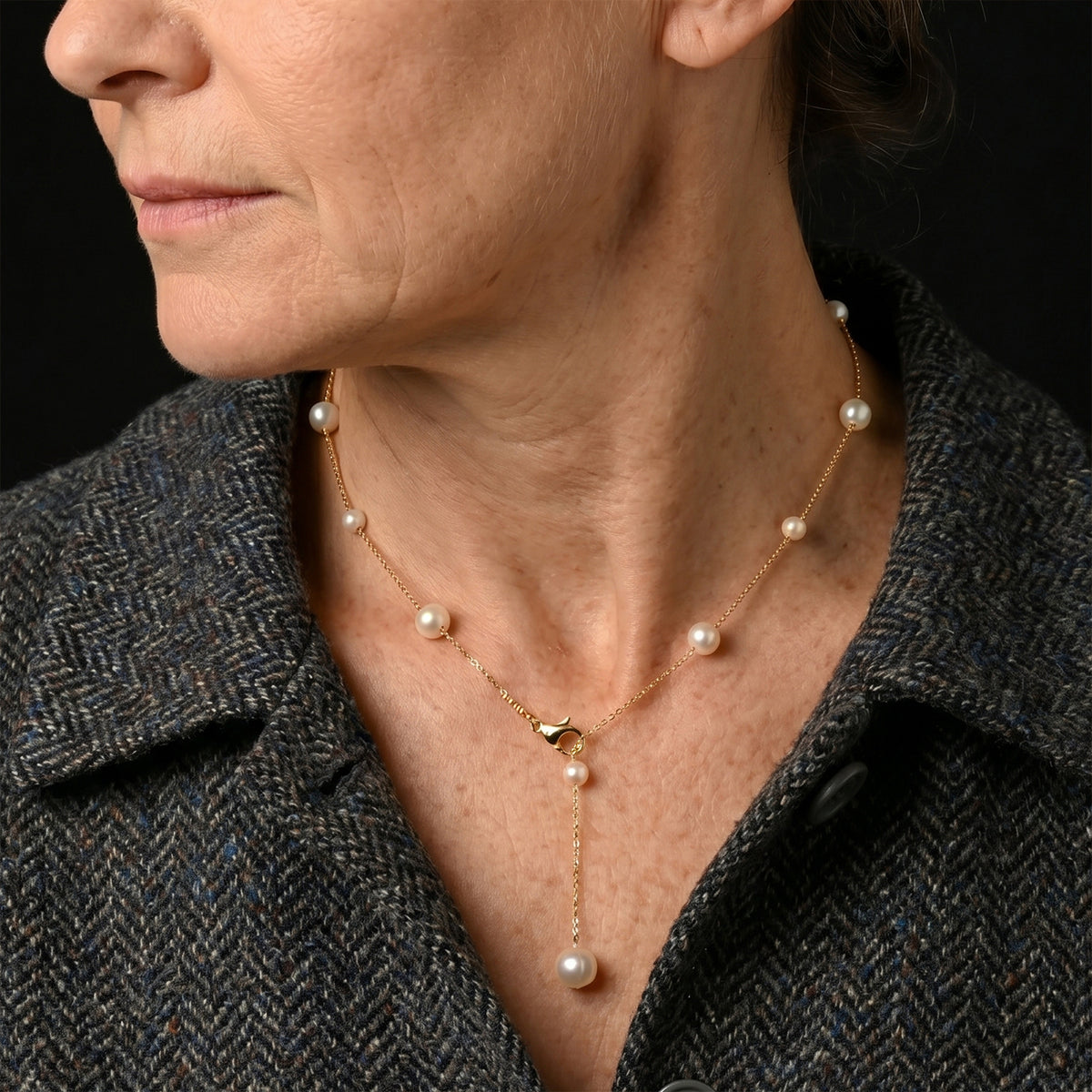 White Freshwater Pearl Adjustable Beads Necklace (Size - 20) in Yellow Gold Tone 15.00 Ct. V32606141 2