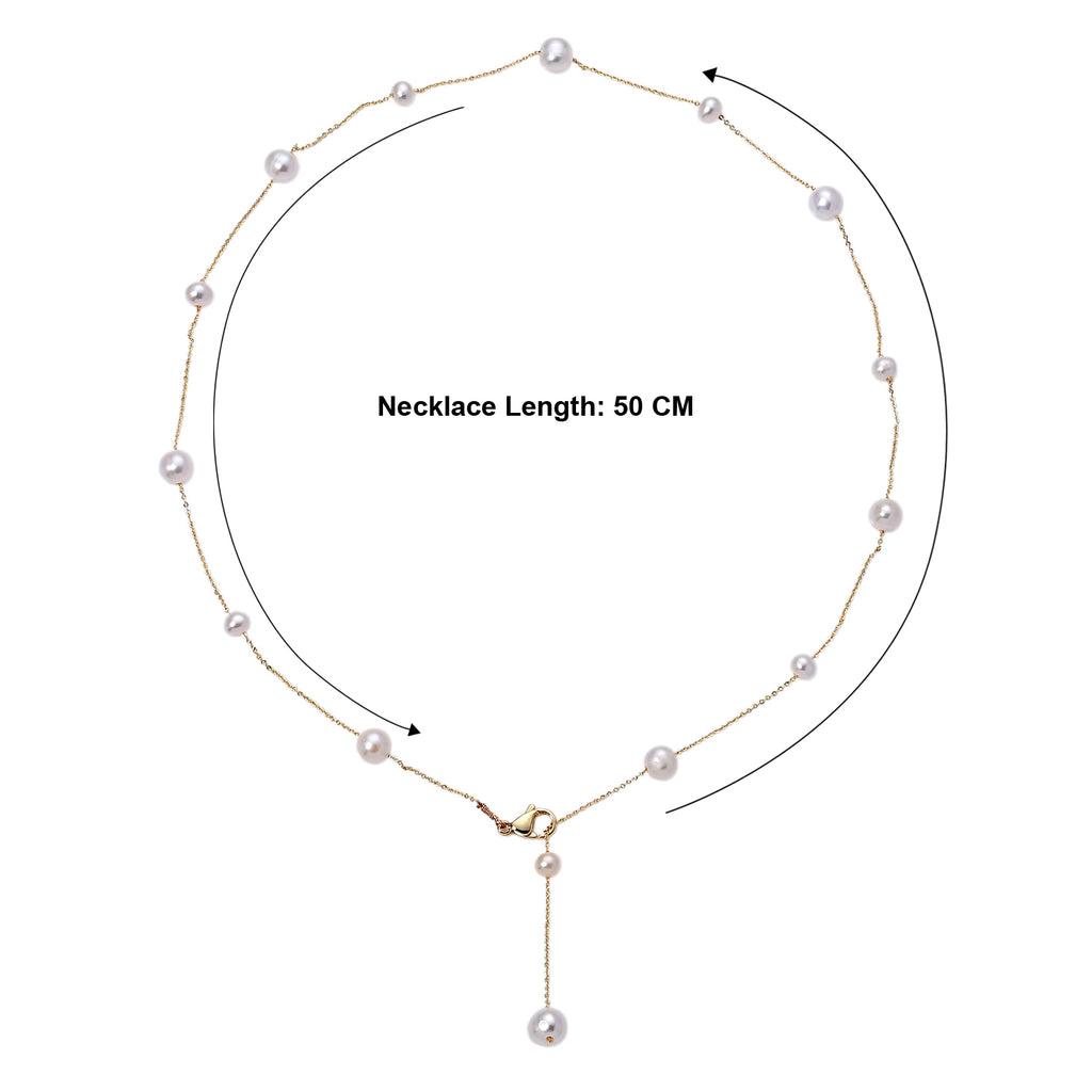 White Fresh Water Pearl Adjustable Beads Necklace (Size - 20) in Yellow Gold Tone 15.00 Ct._8666429_4