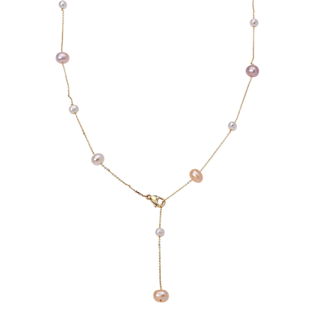 Peach Fresh Water Pearl Adjustable Beads Necklace (Size - 18+2 Ext) in Yellow Gold Tone 15.00 Ct._8666430