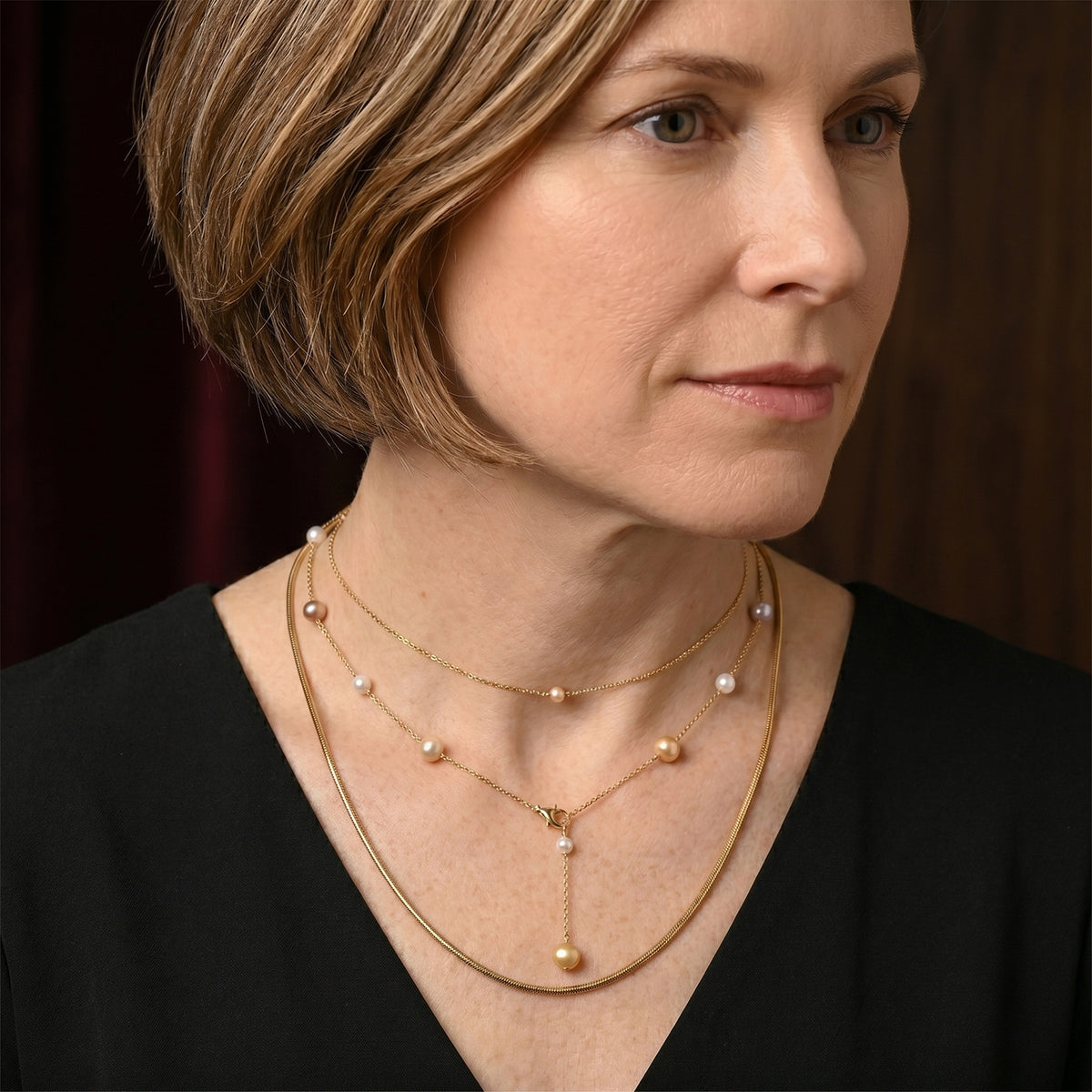 Multicolour Freshwater Pearl Adjustable Beads Necklace (Size - 20) in Yellow Gold Tone 15.00 Ct. V32605188 3