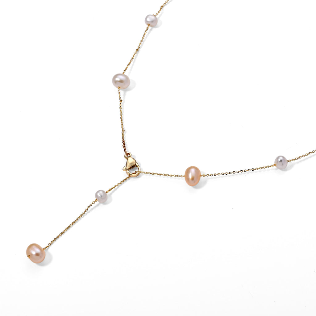 Peach Fresh Water Pearl Adjustable Beads Necklace (Size - 18+2 Ext) in Yellow Gold Tone 15.00 Ct._8666430_3