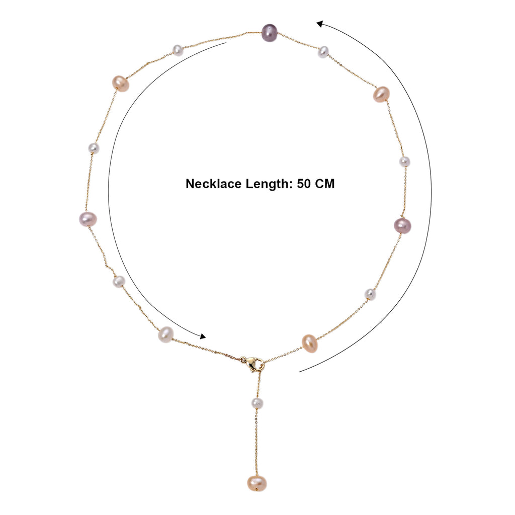 Peach Fresh Water Pearl Adjustable Beads Necklace (Size - 18+2 Ext) in Yellow Gold Tone 15.00 Ct._8666430_4