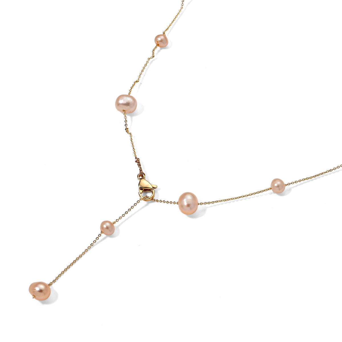 Peach Freshwater Pearl Adjustable Beads Necklace (Size - 20) in Yellow Gold Tone 15.00 Ct. V32603930 4