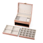 3-Layer Debossed Floral PU Leather Jewellery Organiser Box with Drawers - Baby Pink_8666432_2