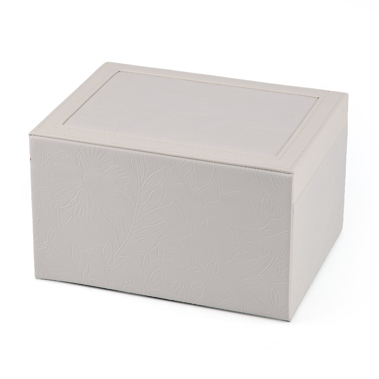 3-Layer Debossed Floral PU Leather Jewellery Organiser Box with Drawers - White 8666433 5