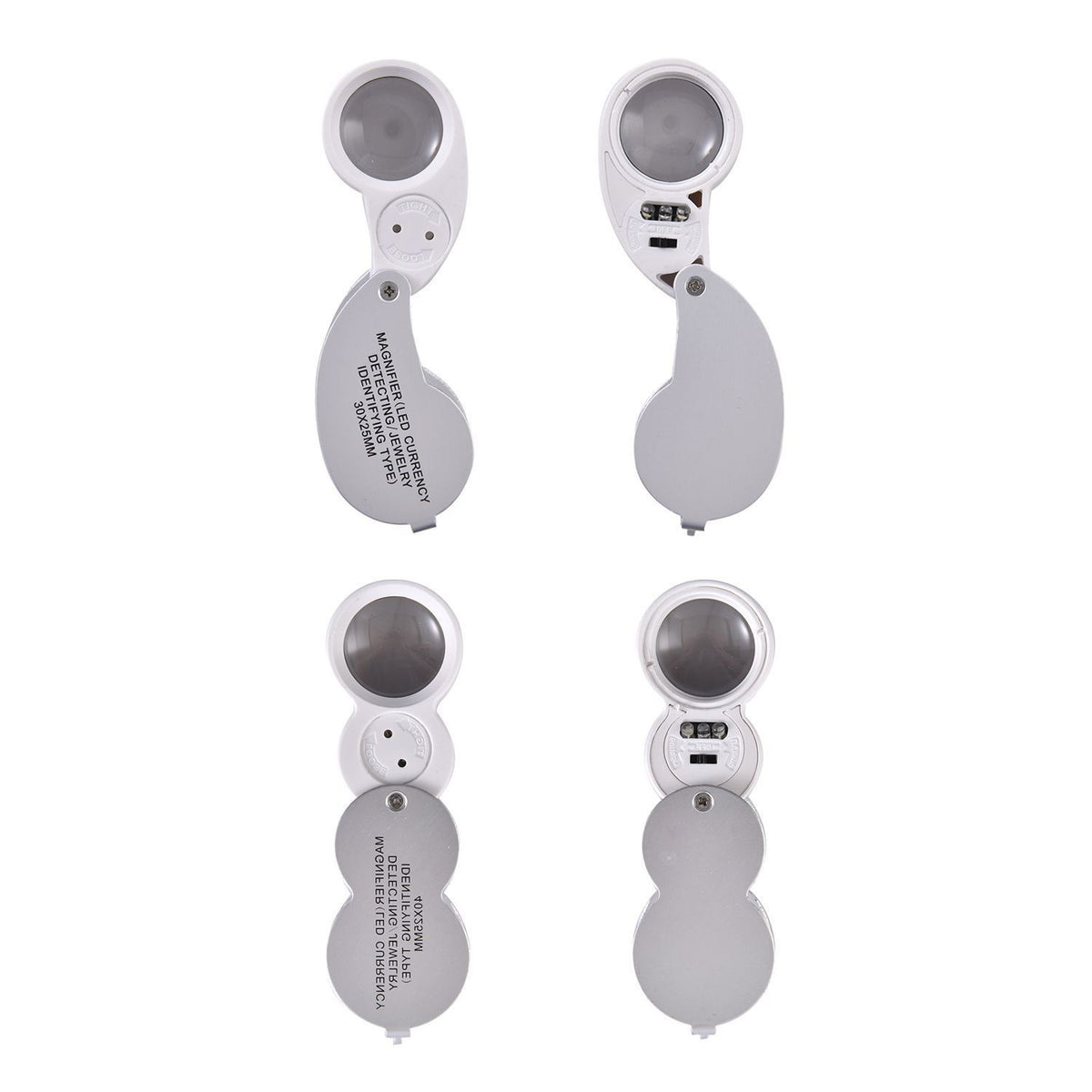Set of 2 LED Illuminated Pocket Jewellery Loupe Magnifiers (30X &amp; 40X) With LED Lights &amp; UV Lights - Silver &amp; Brown V32636038 6
