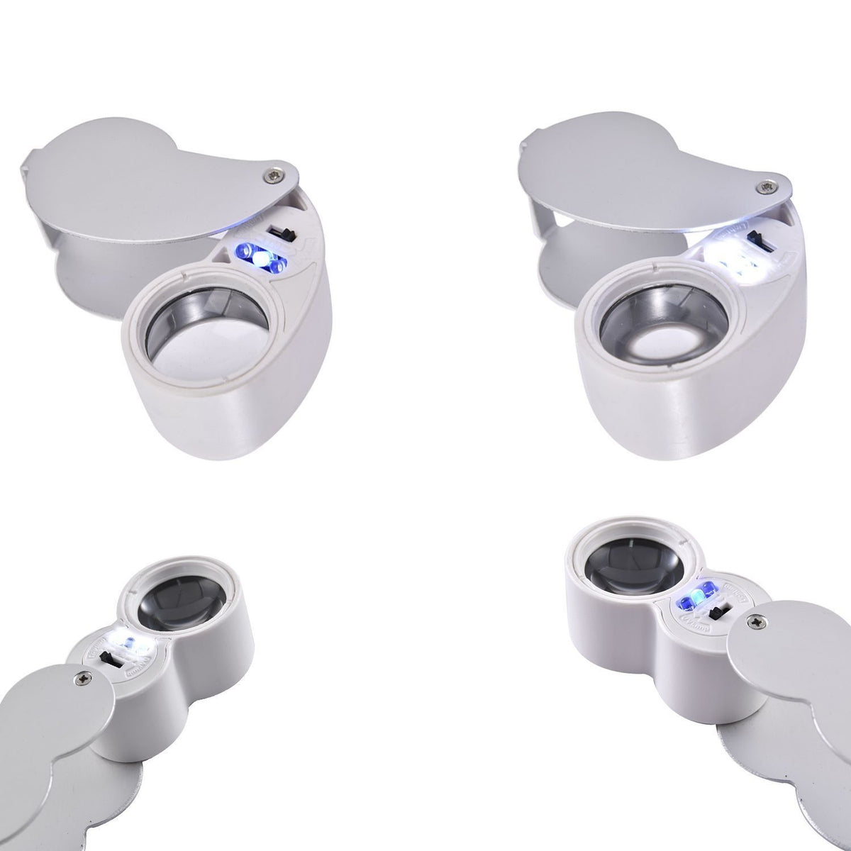 Set of 2 LED Illuminated Pocket Jewellery Loupe Magnifiers (30X &amp; 40X) With LED Lights &amp; UV Lights - Silver &amp; Brown V32636038 7