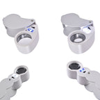 Set of 2 LED Illuminated Pocket Jewellery Loupe Magnifiers (30X & 40X) - Silver & Brown_8666632_6