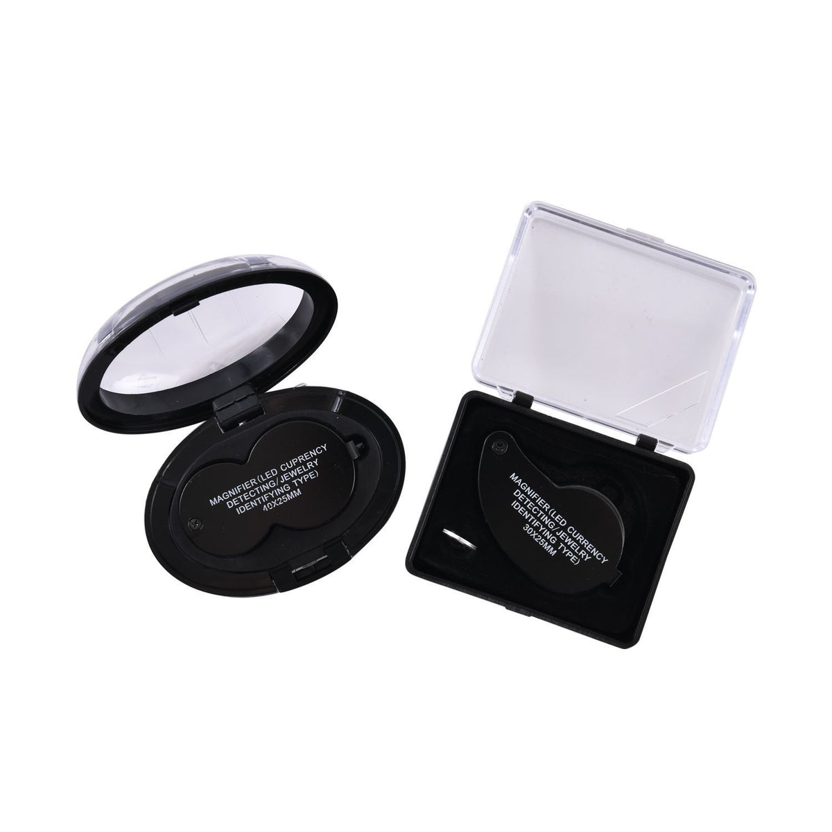 Set of 2 LED Illuminated Pocket Jewellery Loupe Magnifiers (30X &amp; 40X) - Black V32637426 0