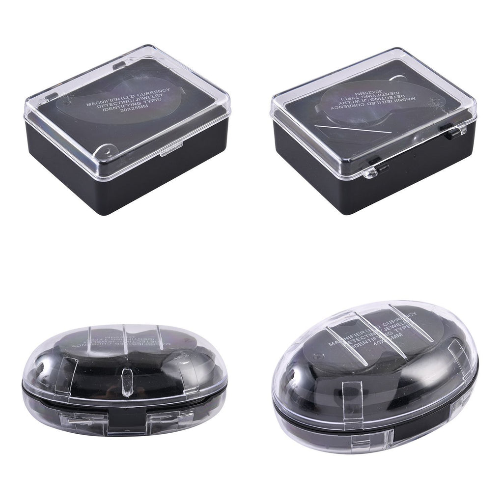 Set of 2 LED Illuminated Pocket Jewellery Loupe Magnifiers (30X & 40X) - Black_8666633