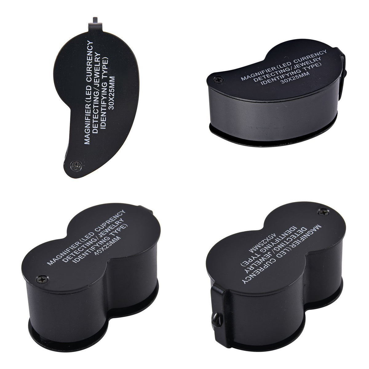 Set of 2 LED Illuminated Pocket Jewellery Loupe Magnifiers (30X &amp; 40X) - Black V32637426 5