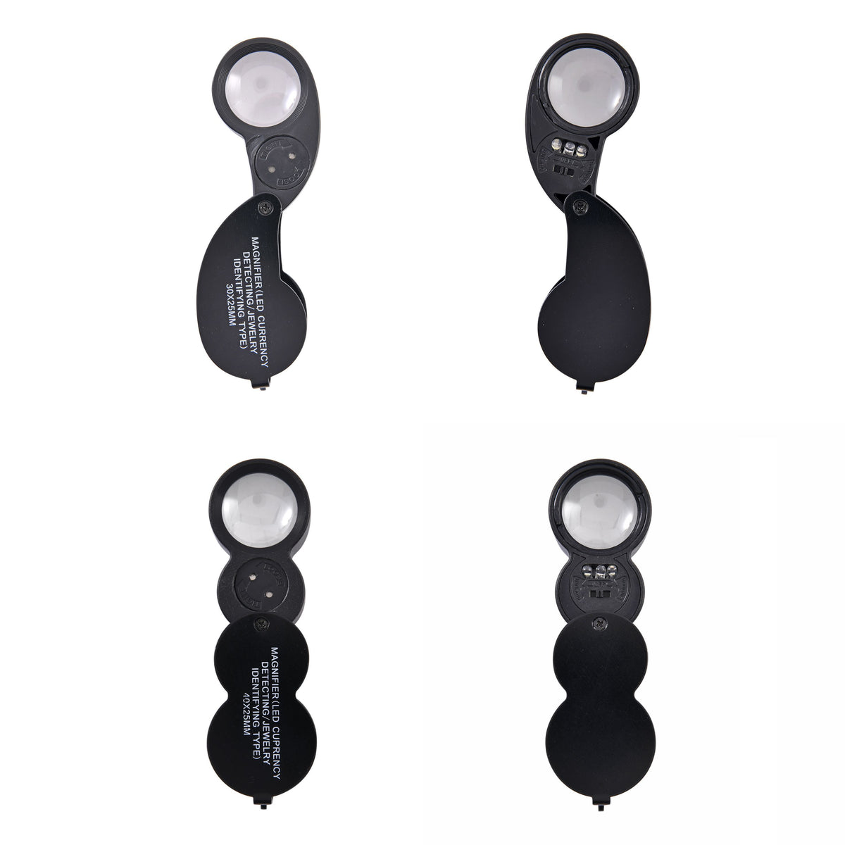 Set of 2 LED Illuminated Pocket Jewellery Loupe Magnifiers (30X &amp; 40X) - Black V32637426 6