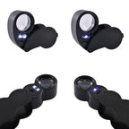 Set of 2 LED Illuminated Pocket Jewellery Loupe Magnifiers (30X & 40X) - Black_8666633