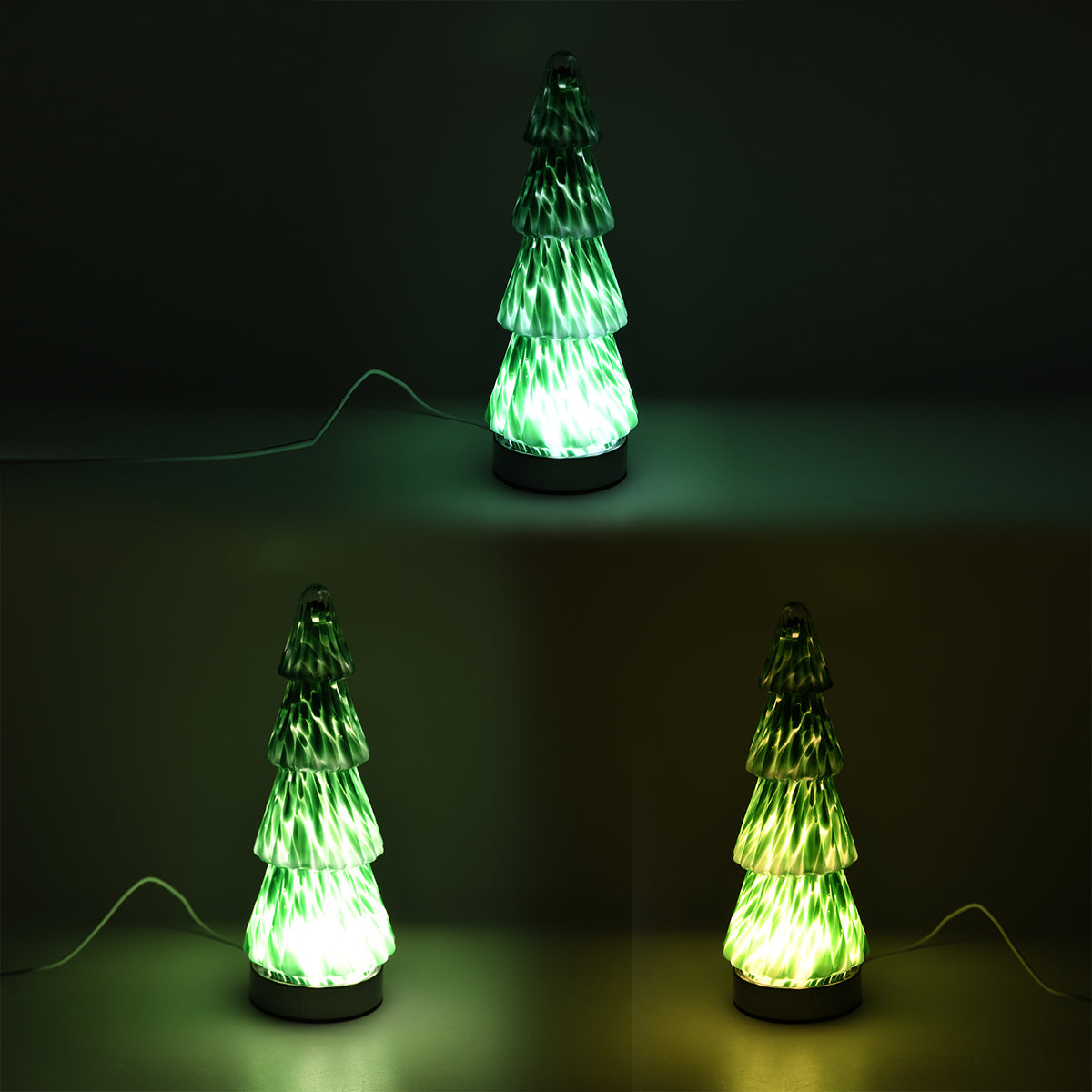 LIVMORE 3-Colour LED USB-Powered Christmas Tree Table Lamp - Green 8666662 2