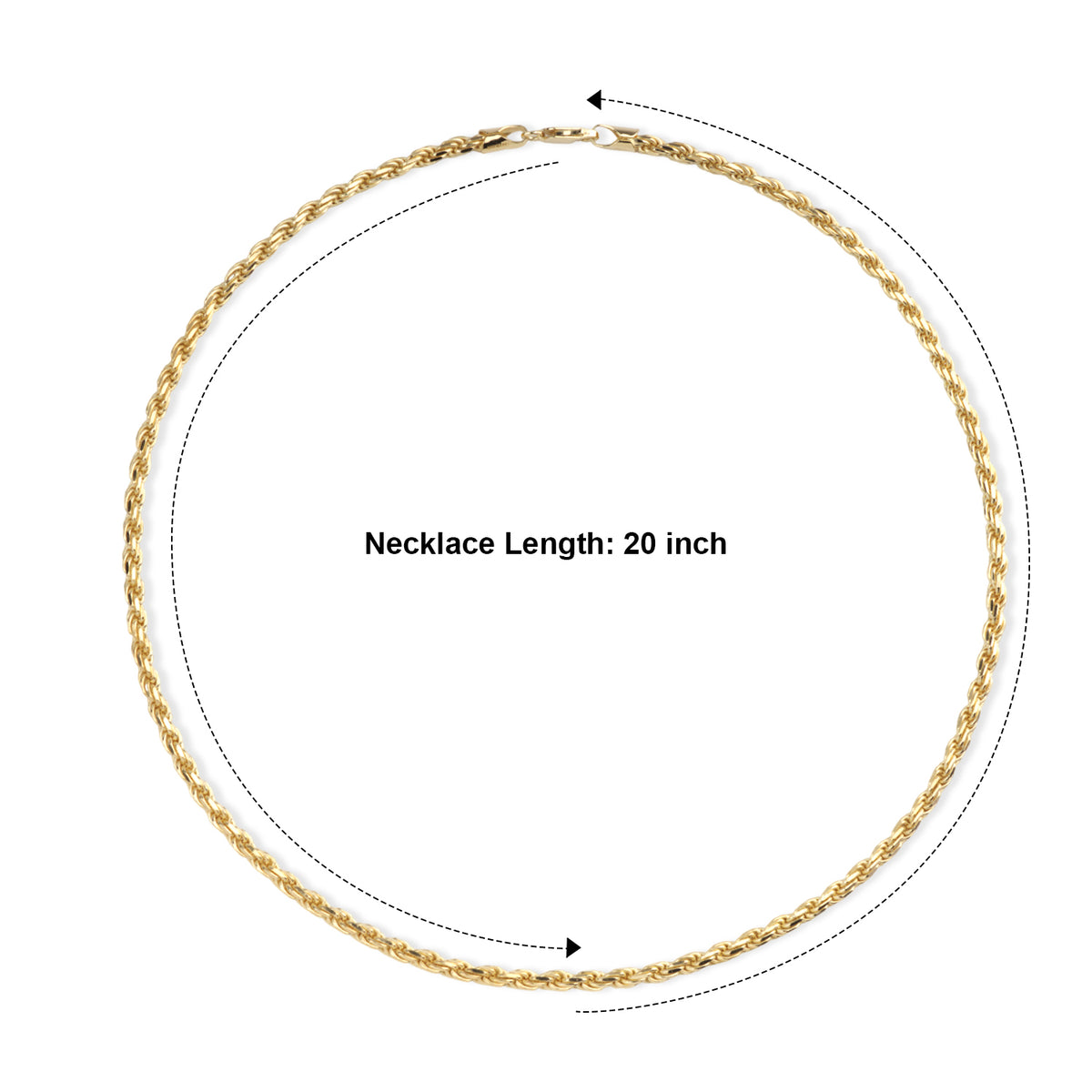 Bronzella Collection - Rope Chain Necklace (Size - 20) in Yellow Gold Tone 8666668 3