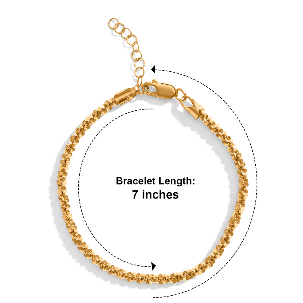 Bronzella Collection - 18K Gold Overlay Italian Made Rock  Bracelet (Size - 7+1 Ext)_8666730_2