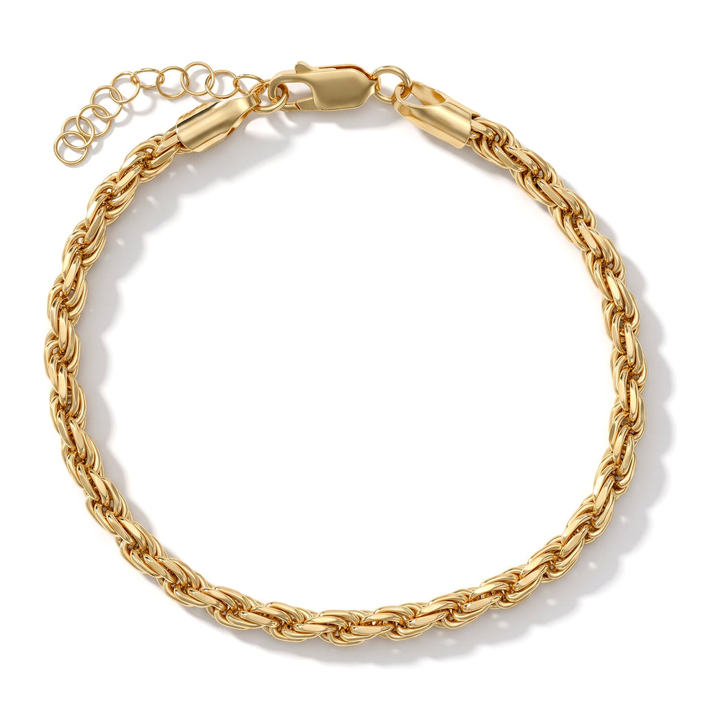 Bronzella Collection - 18K Gold Overlay Italian Made Rope Bracelet (Size - 7+1 Ext)  Weight 8.42 Grams_8666731