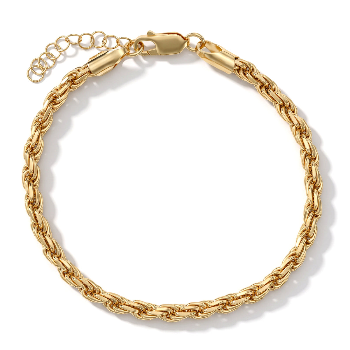 Bronzella Collection - 18K Gold Overlay Italian Made Rope Bracelet (Size - 7+1 Ext)  Weight 8.42 Grams V32602639 0