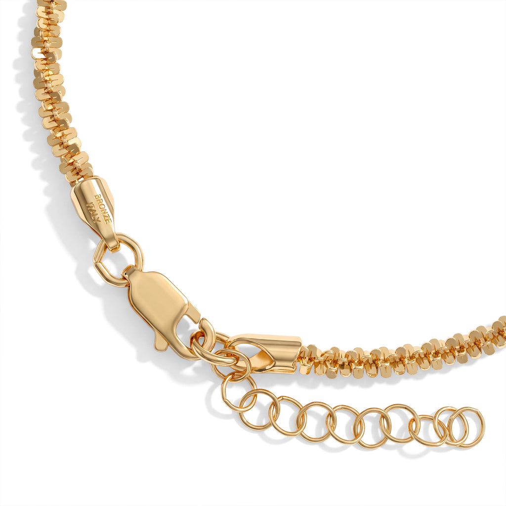 Bronzella Collection - 18K Gold Overlay Italian Made Rock Bracelet (Size - 7+1 Ext)_8666732_1